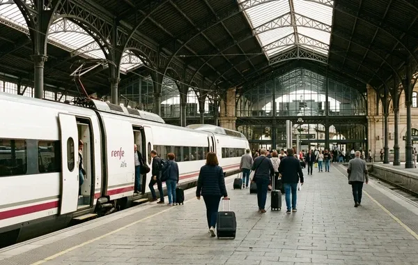 Andén de llegada en la estación de Alicante