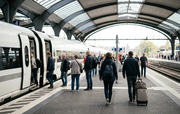 Andén de llegada en la estación de Badajoz