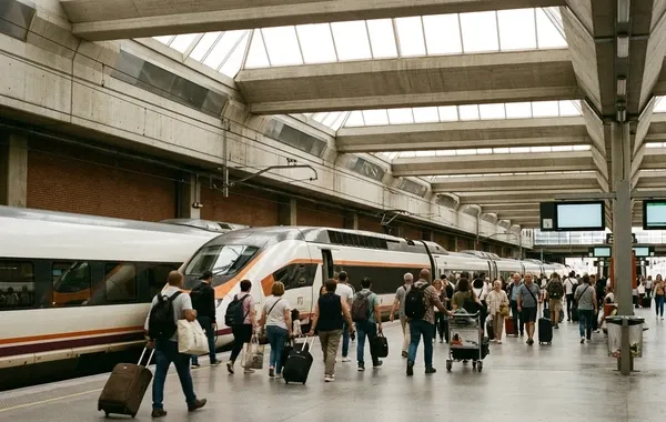 Andén de llegada en la estación de Barcelona