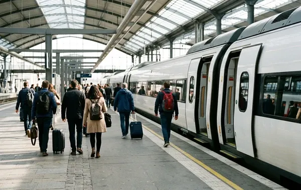 Andén de llegada en la estación de Burgos