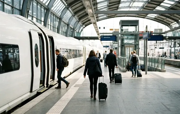 Andén de llegada en la estación de Cáceres