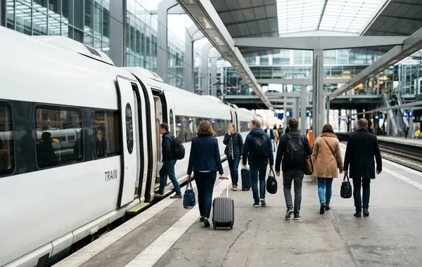 Andén de llegada en la estación de Cádiz