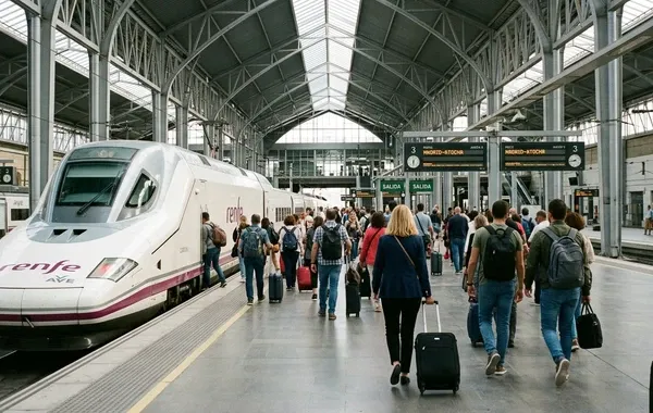 Andén de llegada en la estación de Córdoba