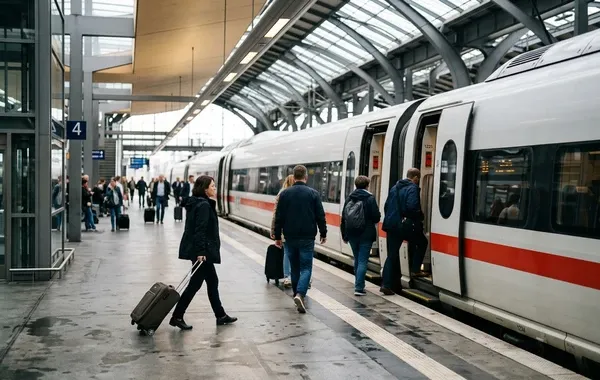 Andén de llegada en la estación de Girona