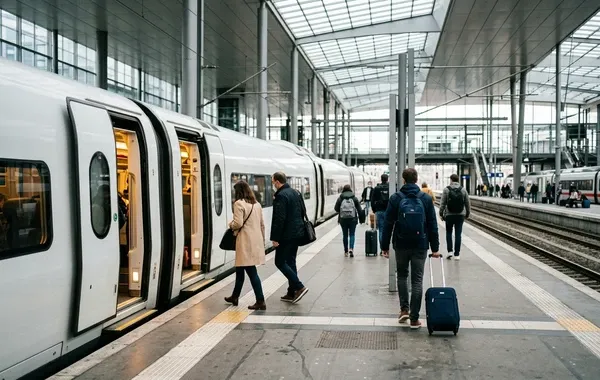Andén de llegada en la estación de Huelva