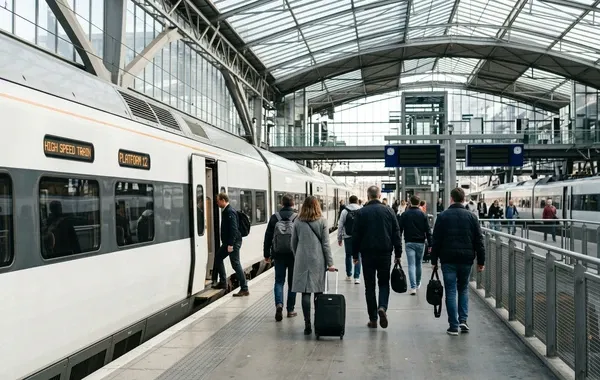 Andén de llegada en la estación de Jaén
