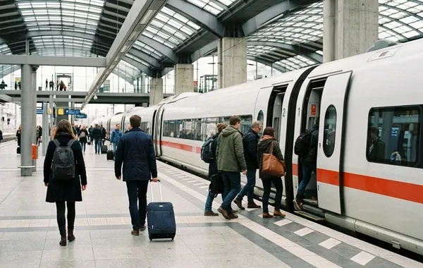 Andén de llegada en la estación de Lleida