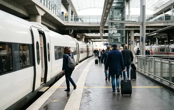 Andén de llegada en la estación de Logroño