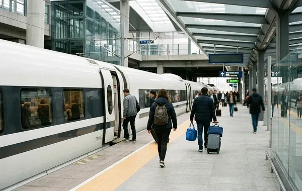 Andén de llegada en la estación de Lugo