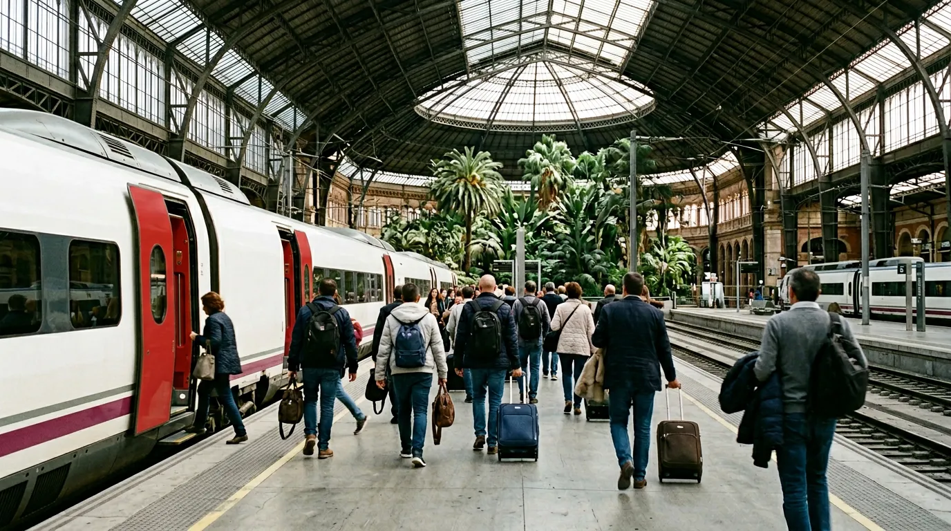 Andén de llegada en la estación de Madrid