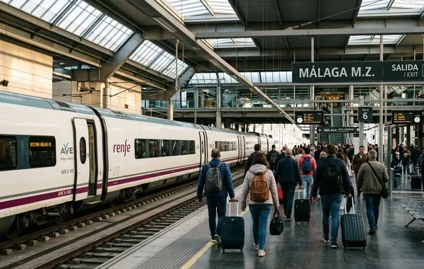 Andén de llegada en la estación de Málaga