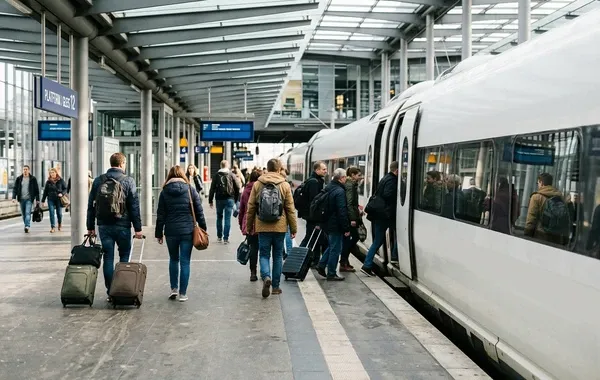Andén de llegada en la estación de Murcia