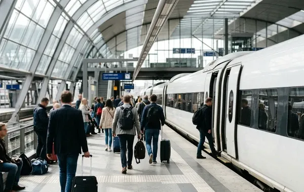 Andén de llegada en la estación de Ourense