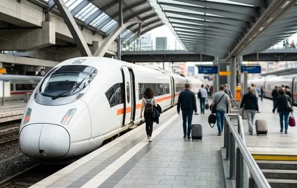 Andén de llegada en la estación de Palencia