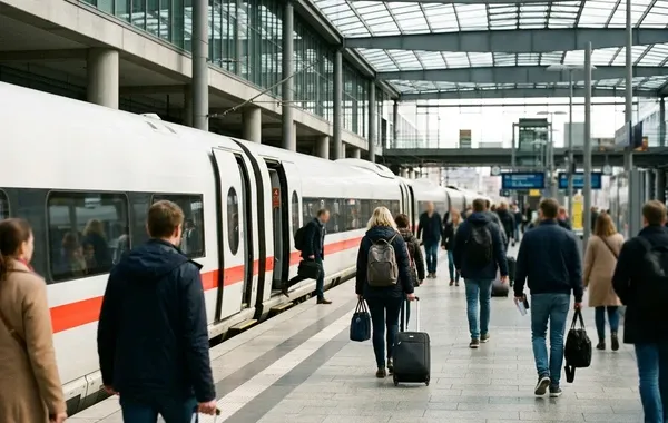 Andén de llegada en la estación de Pontevedra