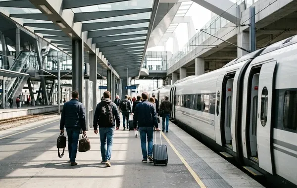 Andén de llegada en la estación de Salamanca