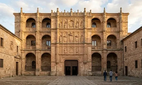Universidad y fachada plateresca en Salamanca