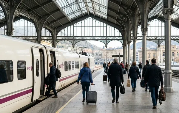 Andén de llegada en la estación de San Sebastián