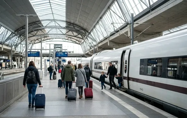 Andén de llegada en la estación de Santander