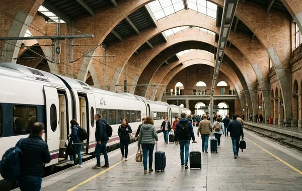 Andén de llegada en la estación de Sevilla