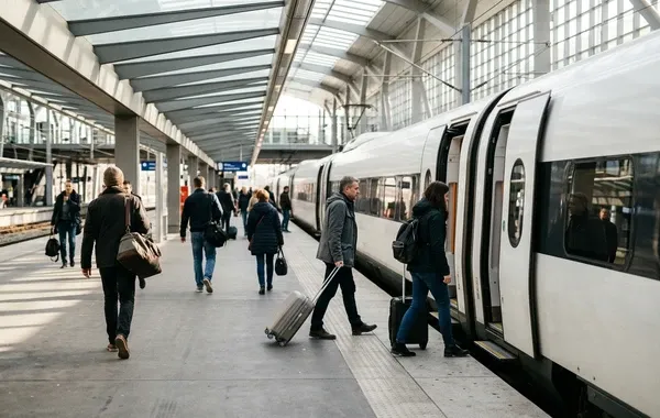 Andén de llegada en la estación de Soria