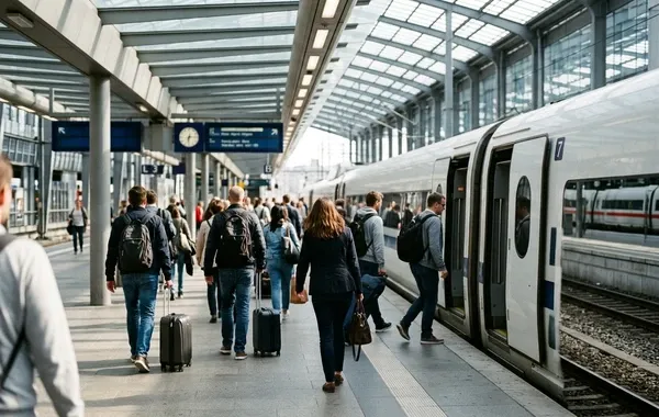 Andén de llegada en la estación de Teruel