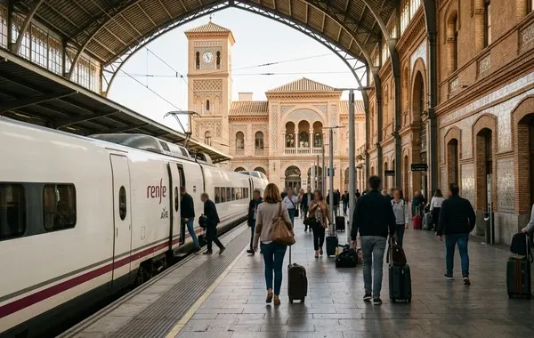 Andén de llegada en la estación de Toledo