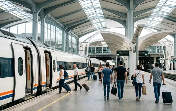 Andén de llegada en la estación de Valencia
