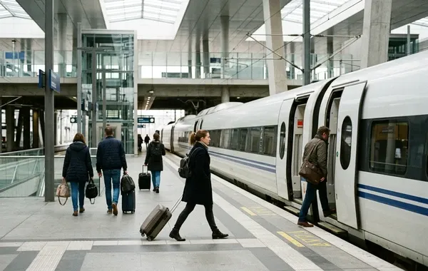 Andén de llegada en la estación de Valladolid