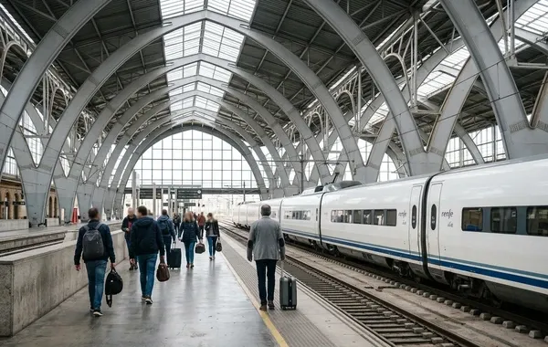 Andén de llegada en la estación de Zaragoza